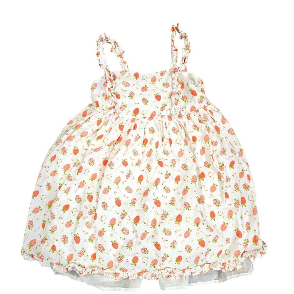 Joie Girls 7 Berries‎ Fruit Cotton Sun Dress Lined White Raspberries Novelty